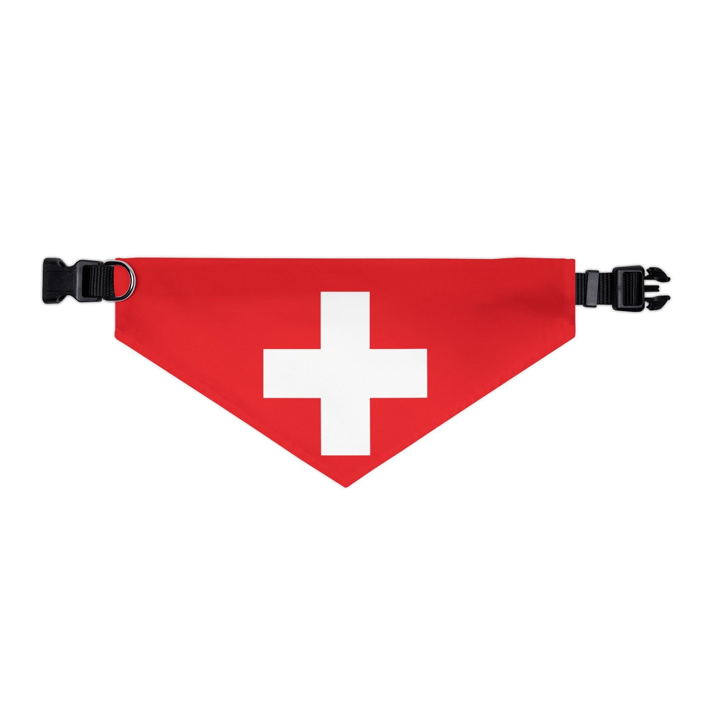 Swiss Flag Adjustable pet bandana for dog or cat, bandana and collar combo