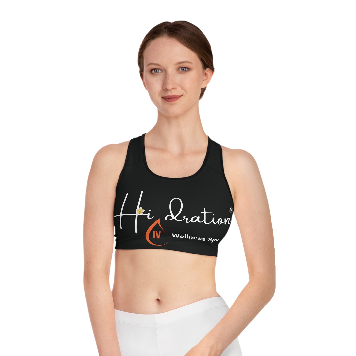 Black Hidration IV Sports Bra, Activewear, Fitness Apparel, Workout Gear