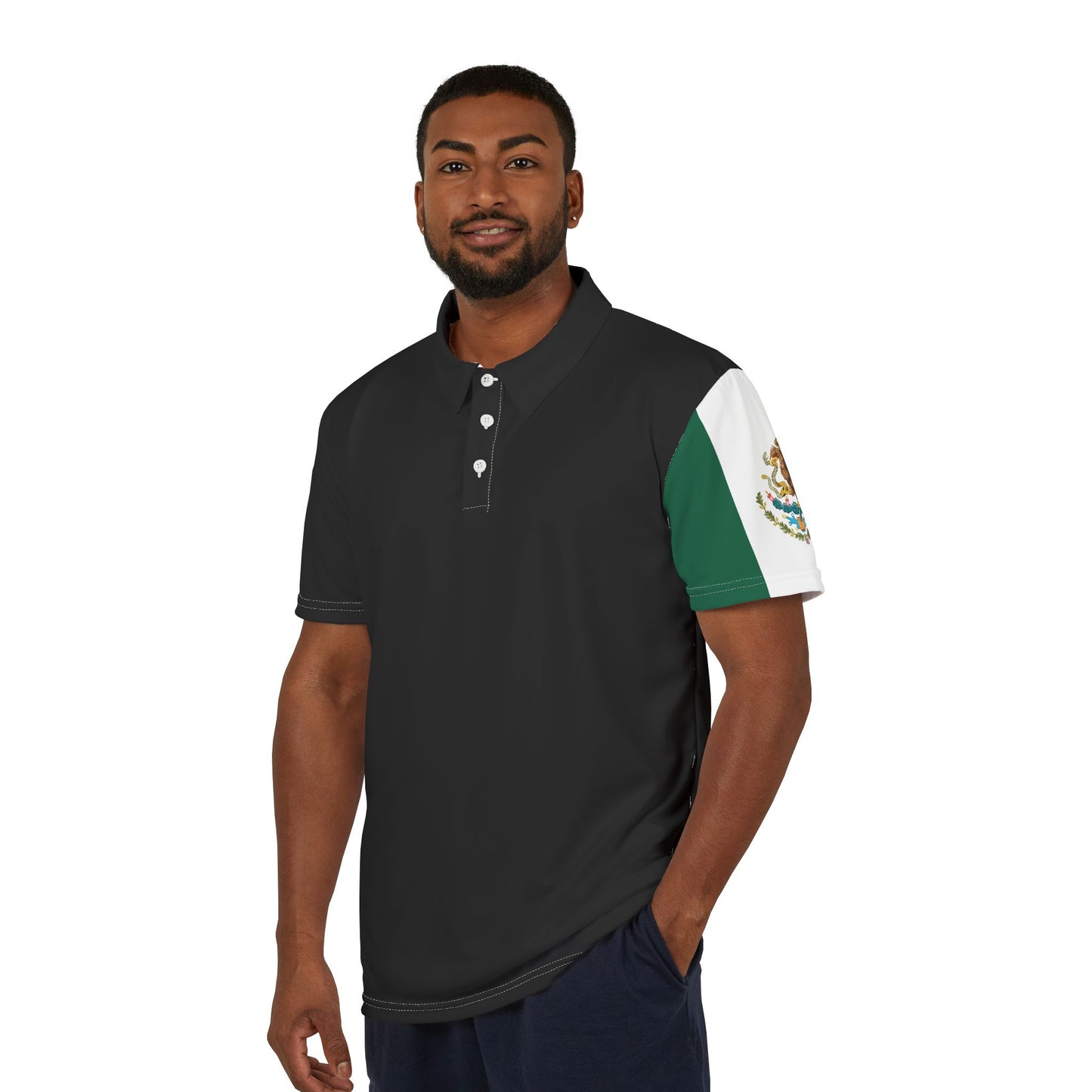 Polo Shirt with Mexican Flag, Men's Collared Casual Shirt, Patriotic