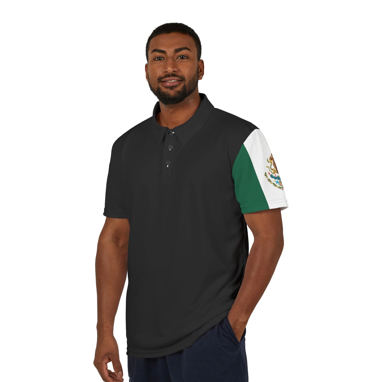 Polo Shirt with Mexican Flag, Men's Collared Casual Shirt, Patriotic