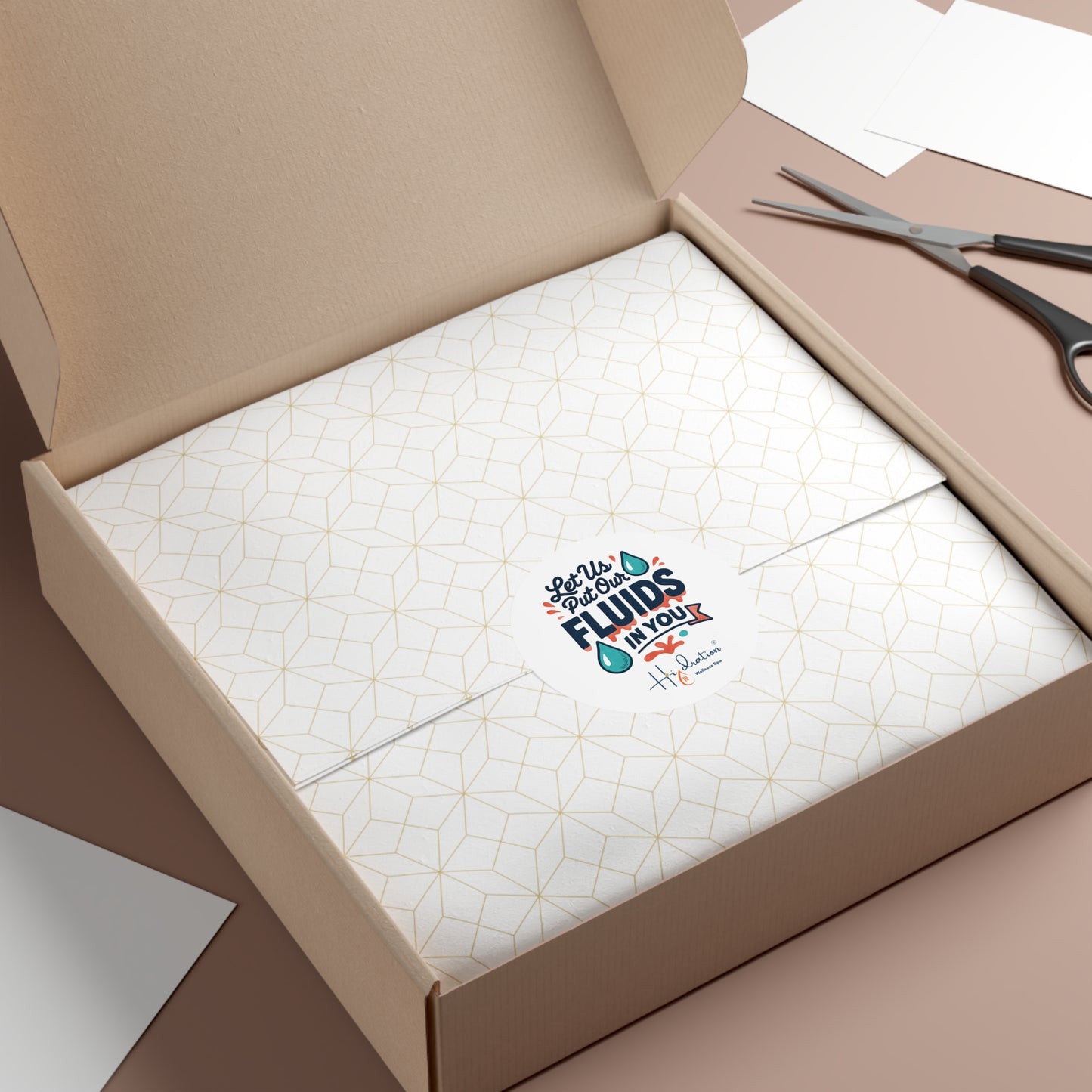 Let Us Put Our Fluids In You Round Vinyl Sticker | Hydration Spa Logo