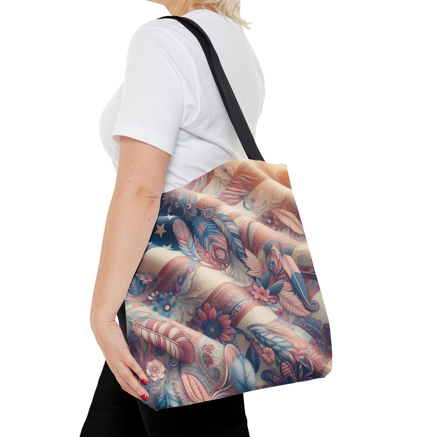 Boho American Flag Tote Bag — All-Purpose Beach, Work & Travel Bag