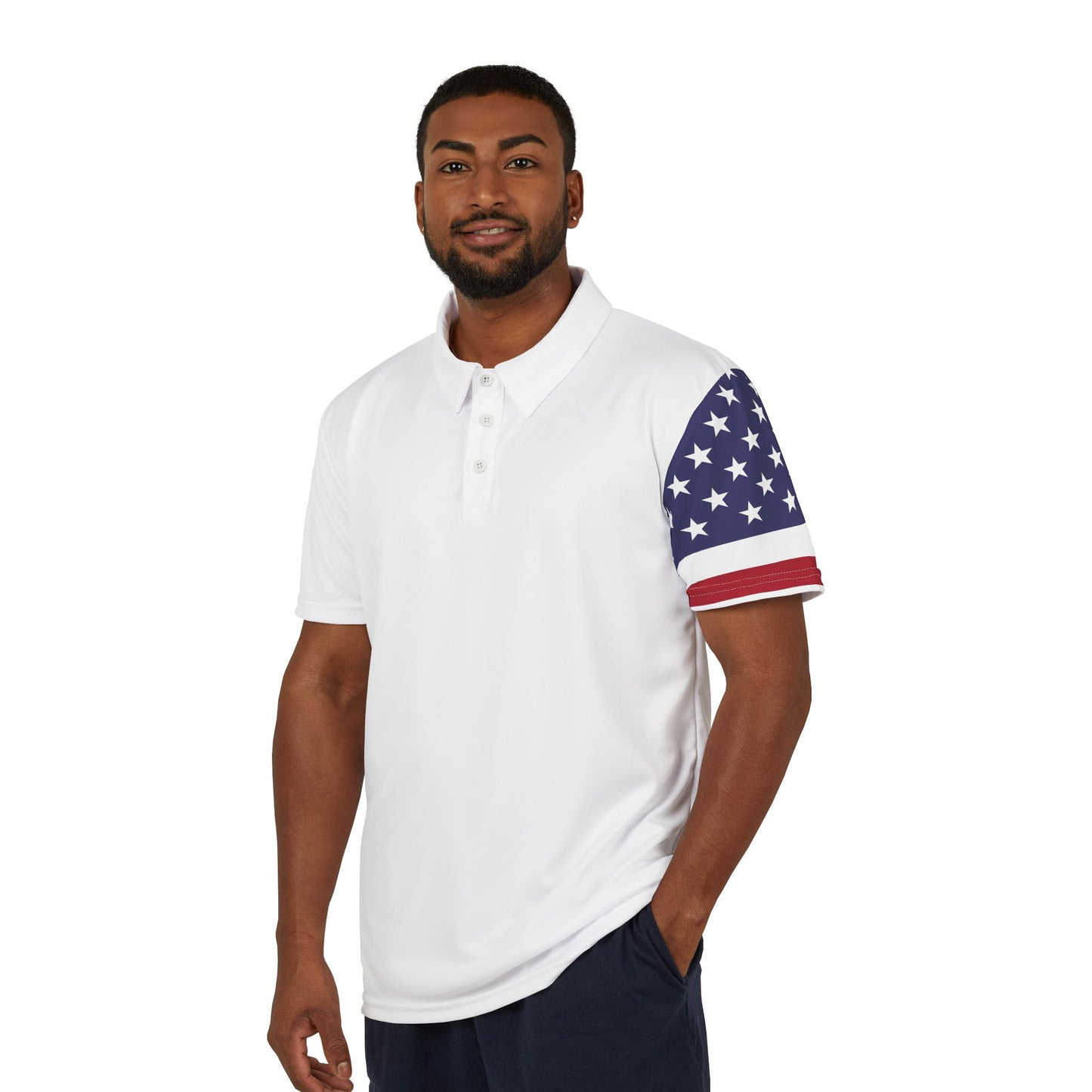 Polo Shirt with American Flag, Men's Collared Casual Shirt, Patriotic
