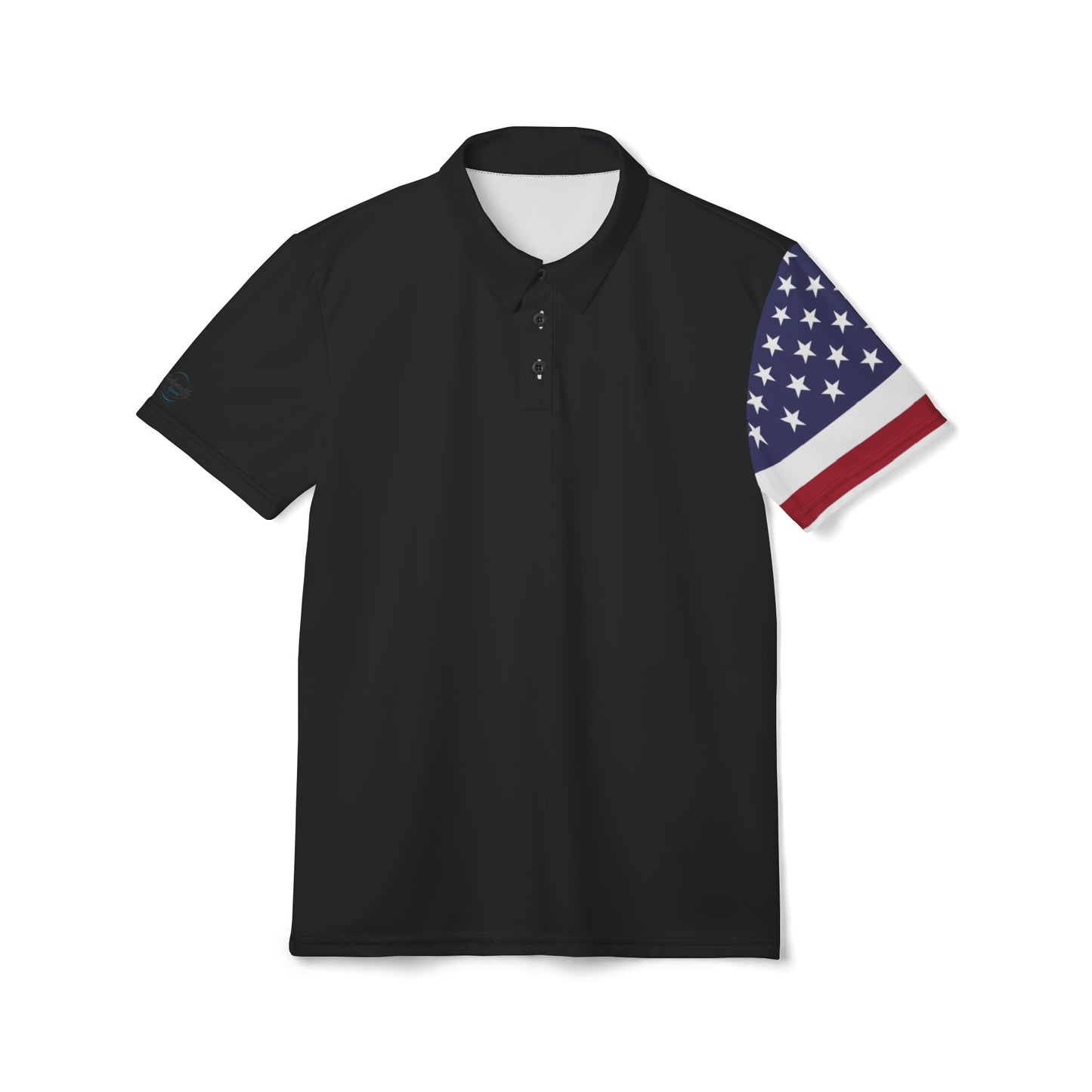 Polo Shirt with American Flag (Black), Men's Collared Casual Shirt, Patriotic