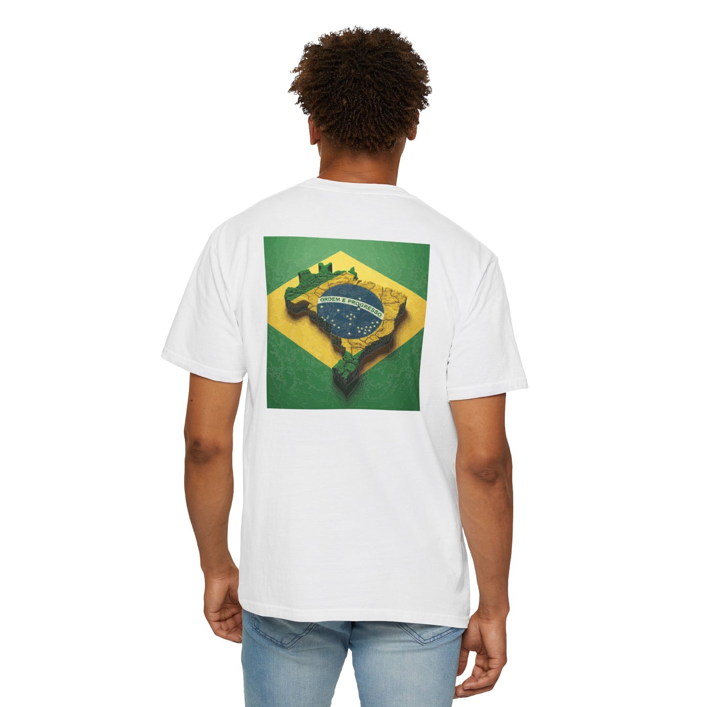 Brazil Topographic Flag T-Shirt — Back-Graphic Map Tee