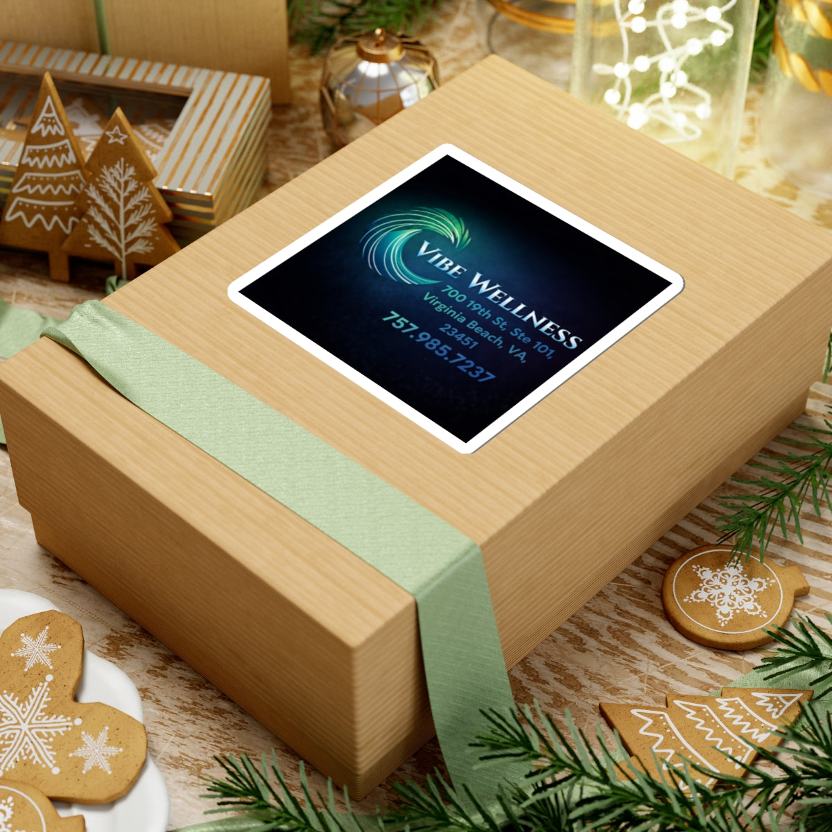 Vibe Wellness Logo Kiss-Cut Sticker — Branded Business Contact Decal