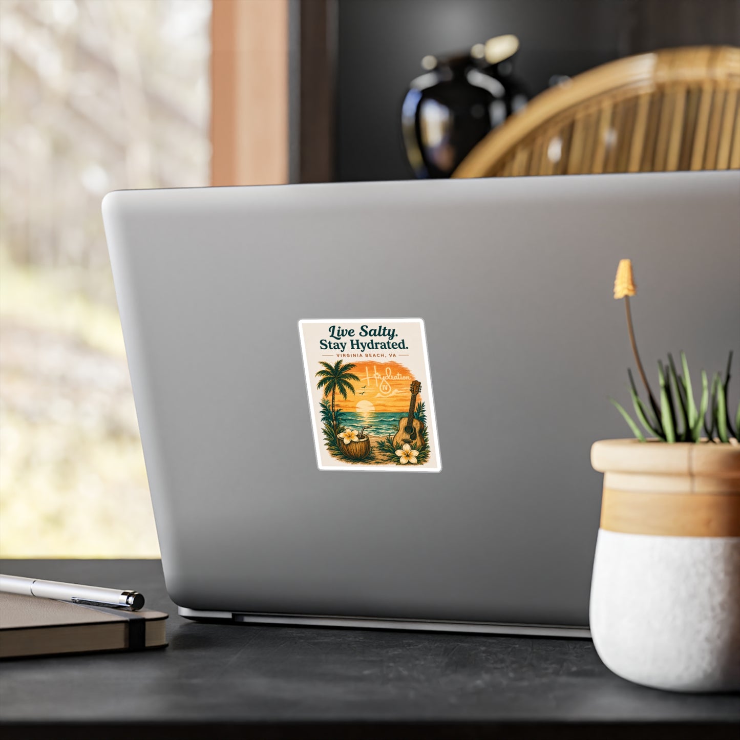 Live Salty Stay Hydrated beach sunset sticker | Vinyl Decal