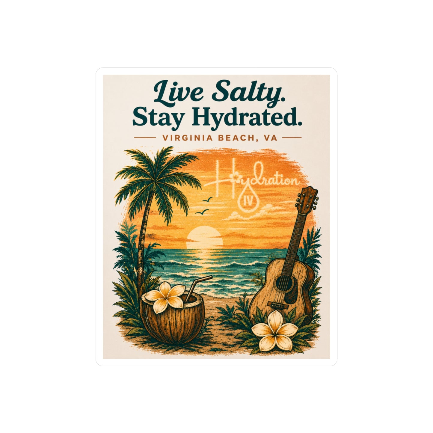Live Salty Stay Hydrated beach sunset sticker | Vinyl Decal