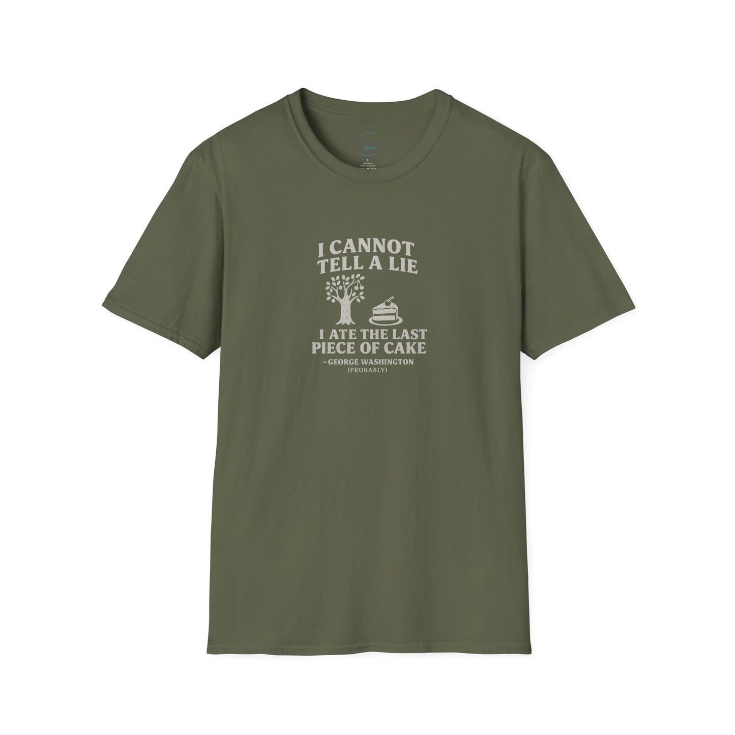 George Washington (probably) Quote T-Shirt — "I cannot tell a lie, I ate the last piece of cake" White Text Only