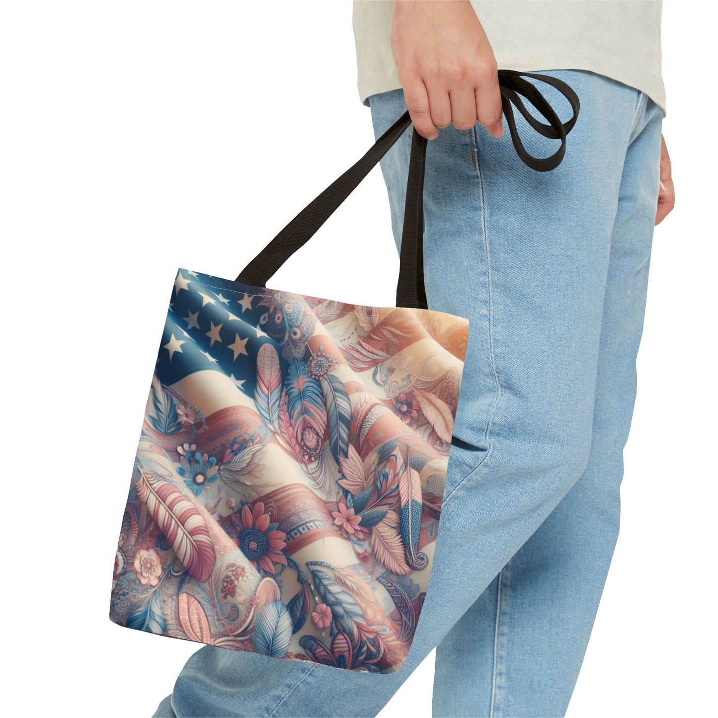 Boho American Flag Tote Bag — All-Purpose Beach, Work & Travel Bag