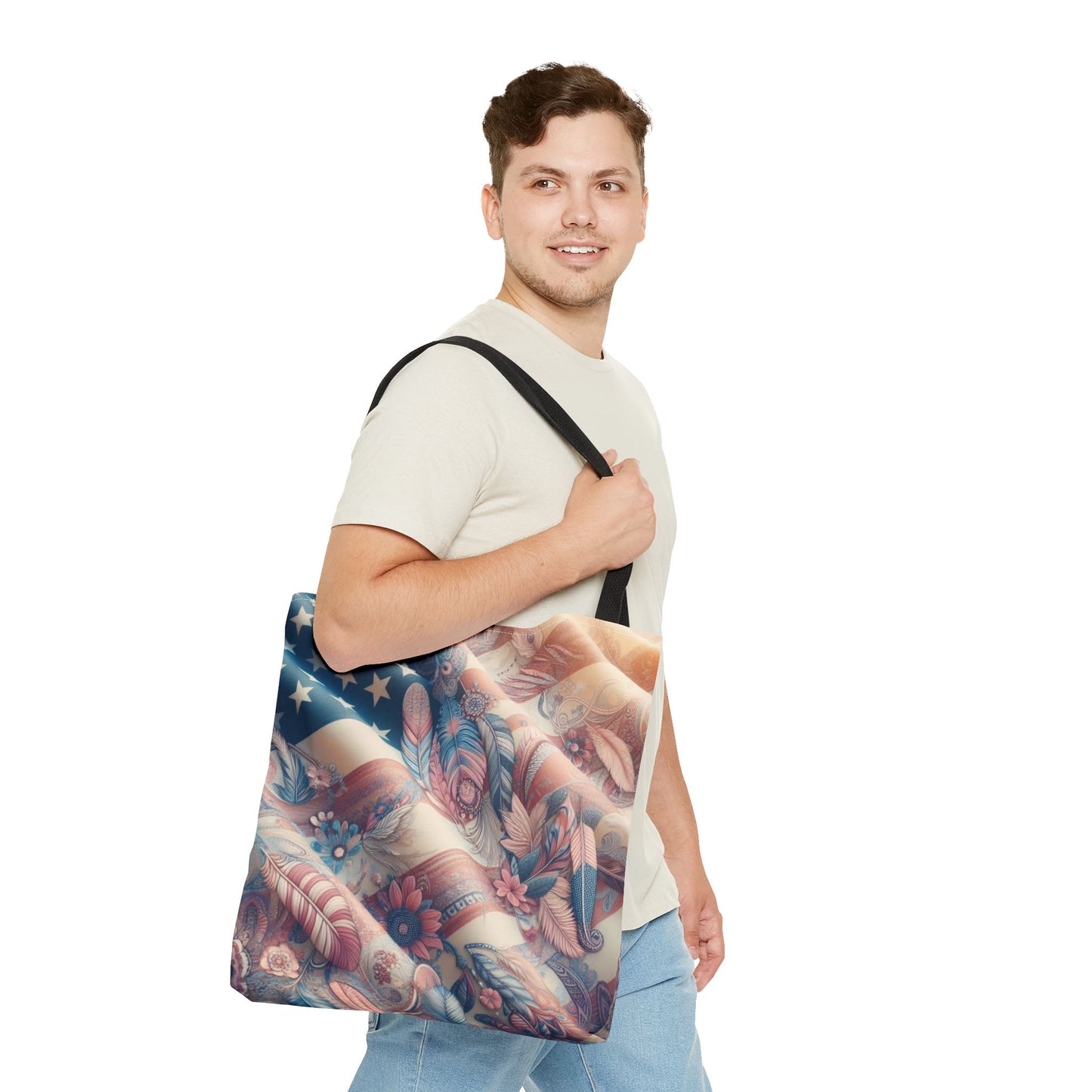 Boho American Flag Tote Bag — All-Purpose Beach, Work & Travel Bag