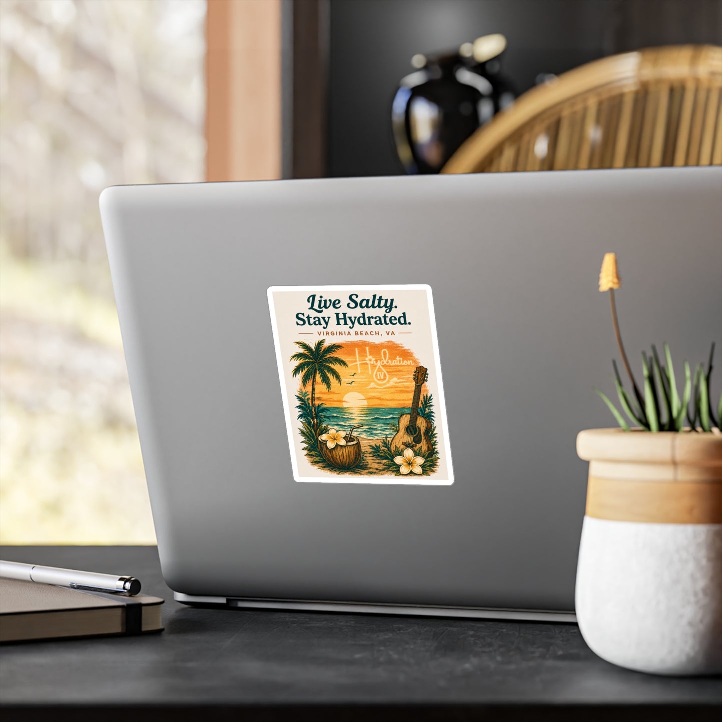 Live Salty Stay Hydrated beach sunset sticker | Vinyl Decal