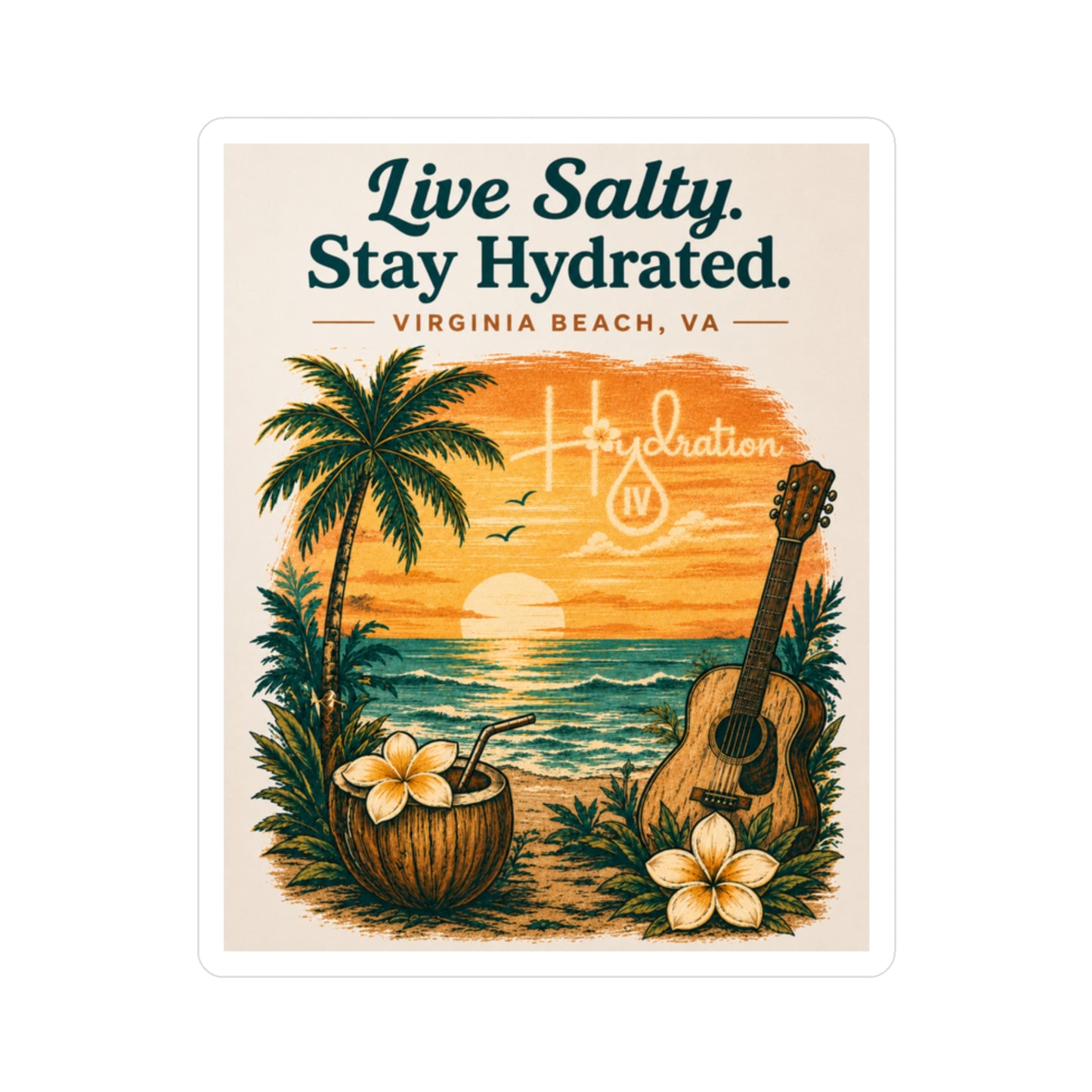 Live Salty Stay Hydrated beach sunset sticker | Vinyl Decal