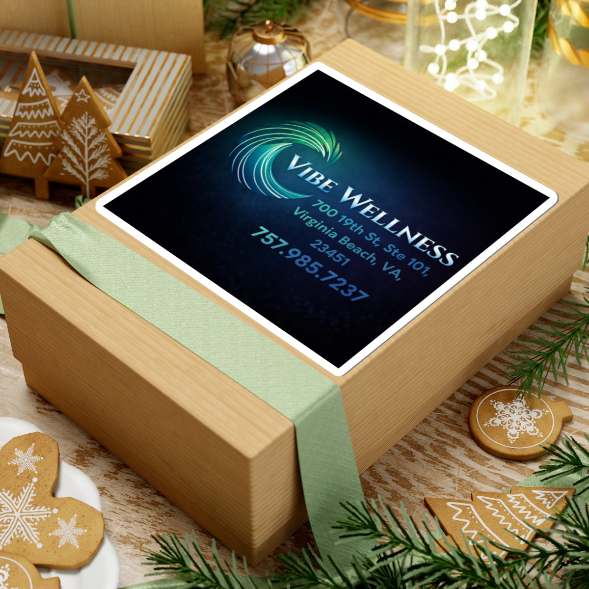 Vibe Wellness Logo Kiss-Cut Sticker — Branded Business Contact Decal