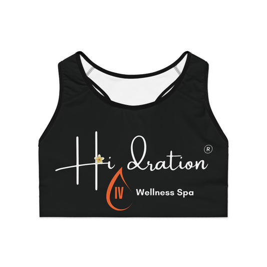 Black Hidration IV Sports Bra, Activewear, Fitness Apparel, Workout Gear